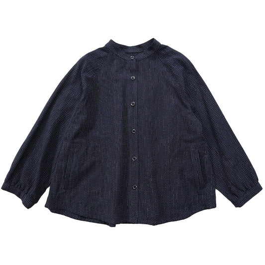 Giemon Giemon Kurume Kasuri Front Open Blouse Ta532 Made in Japan