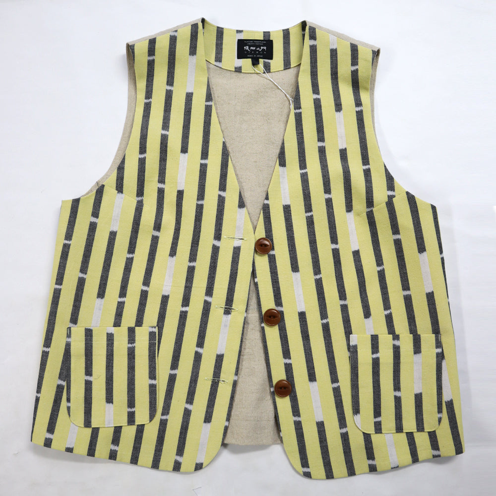 【予約商品】儀右ヱ門  久留米絣  ベスト　カ666　日本製【2026ss】
