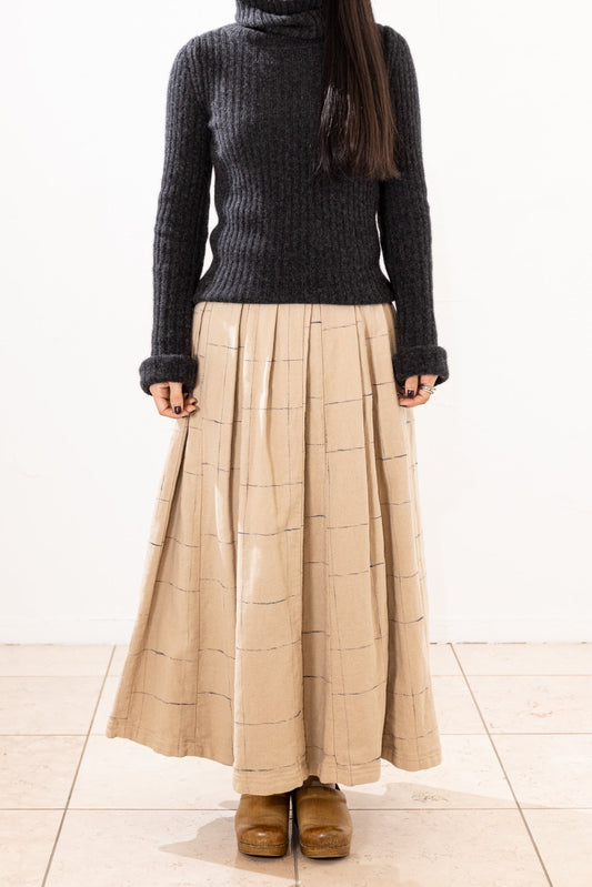 Skirt #9008W Mixed Cloth Beige/Indigo