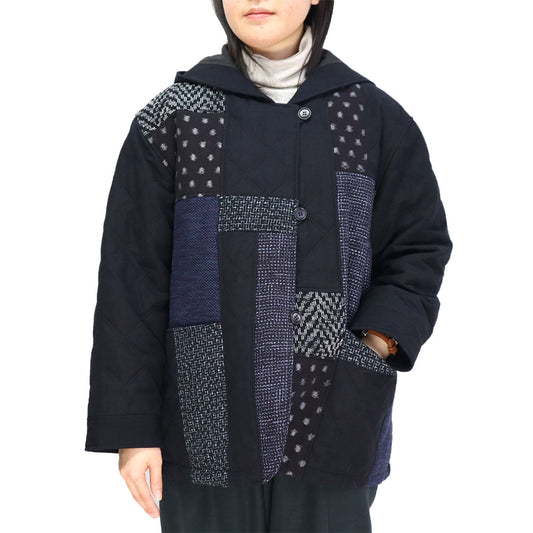 Giemon Giemon Giemon Kurume Kasuri 拼布絎縫夾克 Ke145 日本製造