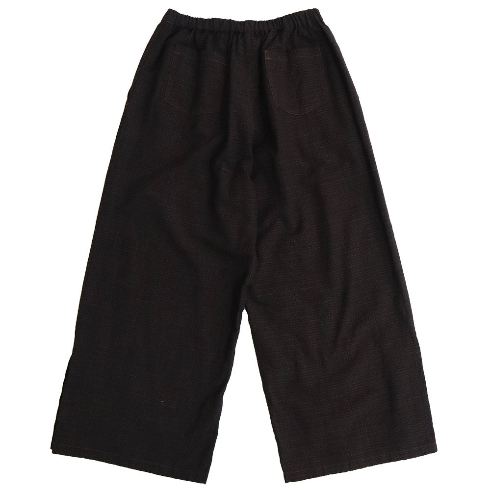 Giemon Giemon Kurume Kasuri Wide Pants Ka706 Made in Japan (Yuki Kasuri Black/Brown) [PT] 